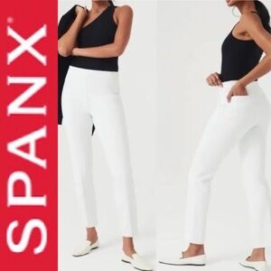 NWT SPANX On-The-Go Slim Straight Pant Classic White - 20372